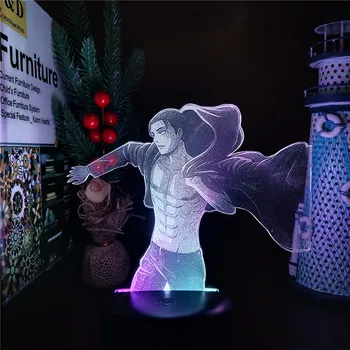 Uzbrukums Titans LED Lampas Eren Jaeger 3D Anime Nakts Gaismas, Guļamistaba Dekori Mazulis Lampe Mājas Apdare ēsmas zivtiņu vadi Manga Bērnu Dāvanas