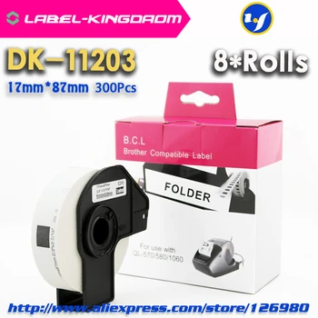 8 Ruļļi Saderīgu DK-11203 Etiķetes 17 mm*87mm Saderīgu Brother etiķešu Printeri Visi Nāk Ar Plastmasas Turētāju 300Pcs/Roll