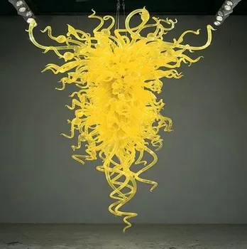 Itālija Mākslas Galerija Dekoru Citronu Dzeltena Lustras 110v/240v, LED Spuldzes Izpūstas Murano Stikla Lustras Apgaismojums