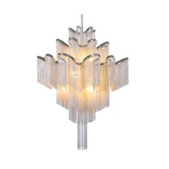 Mūsdienu luksusa Lustra Ziemeļvalstu viļņu formas alumīnija ķēdes pušķis lampas dekors Gaismas Mājas dzīvojamā istabā Viesnīcā Apdare