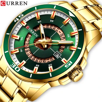 2022 VAI Vīriešu Rokas pulksteņi Vīriešu Pulkstenis Zelta Zaļš Nerūsējošā Tērauda Kvarca rokas pulksteņi Datums Skatīties Vīrieši Laiks zegarek męski